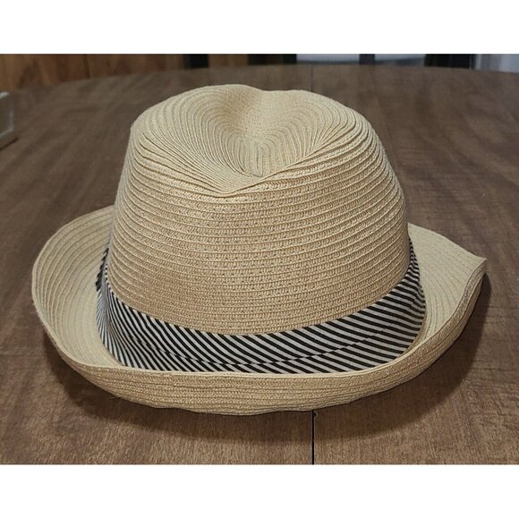 D & Y Women’s Cloche Hat One Size Fits Most Straw Look Braided Striped Ribbon - Picture 3 of 7